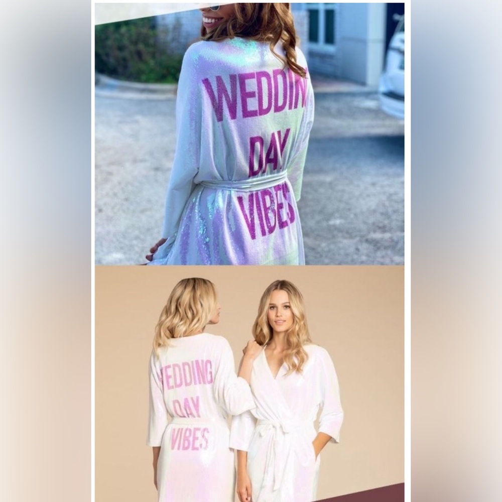 BRAND NEW WITH TAGS!! Hayley Paige Wedding Day Vibes sequin robe size large